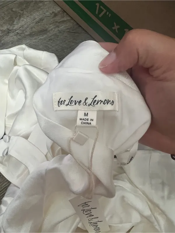 NWT For Love and Lemons Lucy White Satin Open Back Mini Dress size M - Image 14