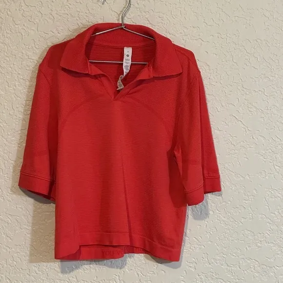 Lululemon‎ Swiftly Tech Short Sleeve Polo Red 0 Women Activewear Golf Tennis - Image 4