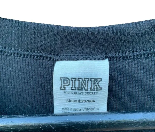 PINK - Victoria's Secret women's long sleeve black crop top size small - Image 3