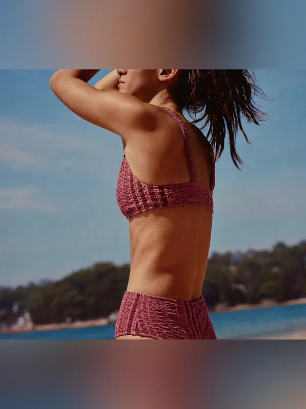 NWT Free People Seea Brasilia Bikini Top - Ripa brown red motif - medium - Image 3