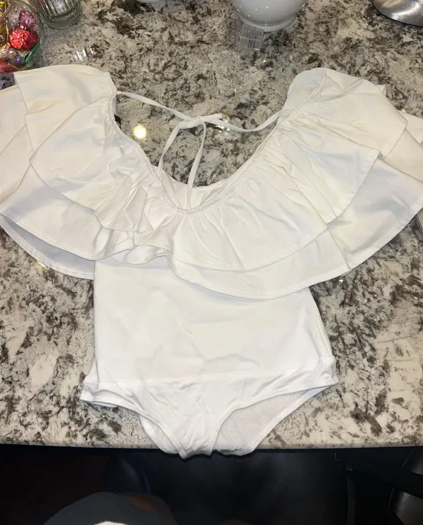 Blue Blush White Ruffle Bodysuit - Image 2