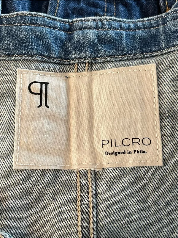 Anthropologie Pilcro Denim Short Overalls Small Light Wash Bib Shortalls Boho - Image 4