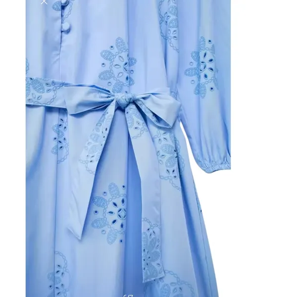 Cynthia Rowley Rubber Embroidery Blue Summer 3/4 Sleeve Mini Dress Size S NWOT - Image 5