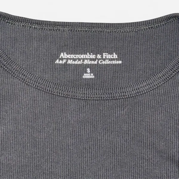 Abercrombie & Fitch Grey Long Sleeve Ribbed Shirt; Size Small - Image 2