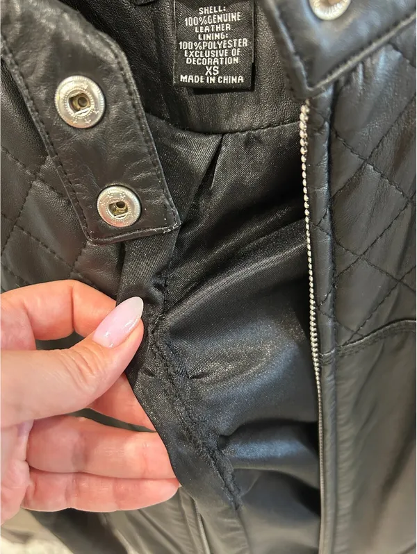 Genuine Leather Women's Quilted Black Moto Jacket XS Y2K Biker Edgy Indie Rocker - Image 7