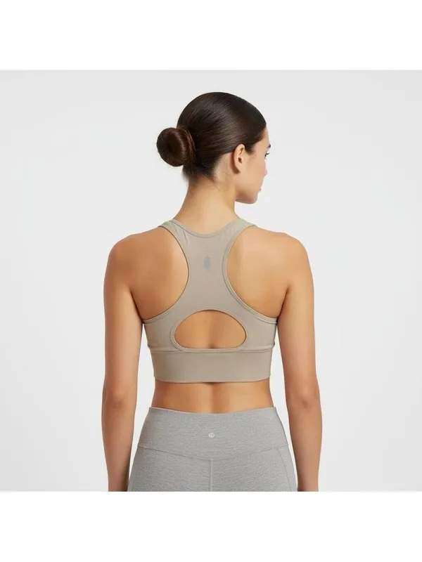 FP Movement Free People Beige Tank Crop Top M/L Racerback Keyhole Athleisure - Image 2