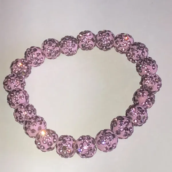 Pinkish Purple Rhinestone Bead Stretch Bracelet Pink - Image 2
