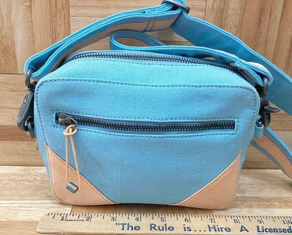Free People We The Free Blue Canvas Convertible Crossbody Bag - Image 6