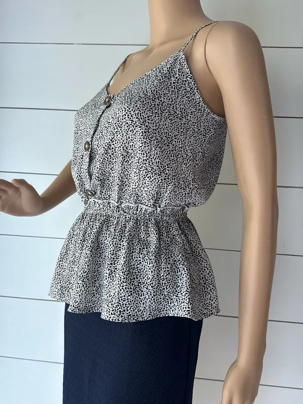 Sienna Sky Spotted Peplum Cami Top Sz XS - Image 3