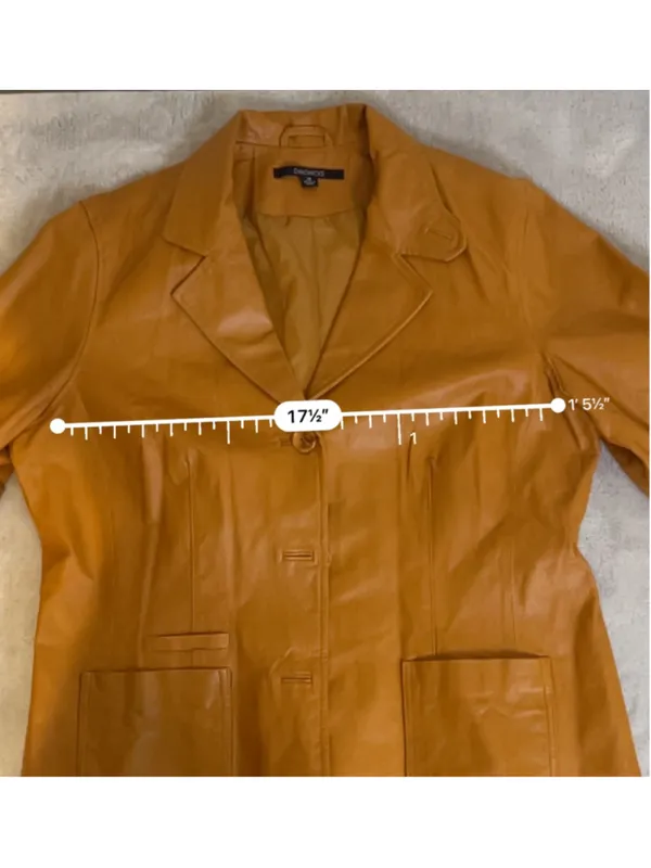 Caramel Tan Leather Jacket Size 14 blazer Coat - Image 4