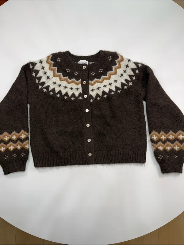 Willow and Wind Nordic Yoke Cropped Cardigan Sweater - Image 2