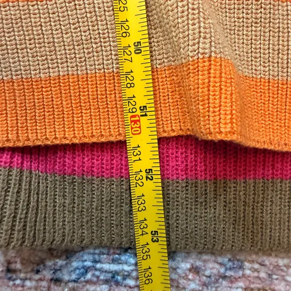 Boutique Striped Knit Maxi Dress Pink Orange Colorblock Side Slit Tank Medium - Image 7