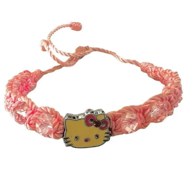 Hello Kitty macrame adjustable bracelet Pink - Image 3