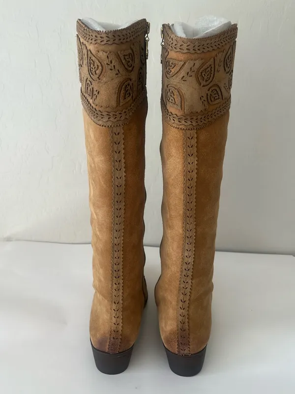 Nurture Tall Suede Boots with Paisley Tooled Detailing NEW 10 boho style paisley - Image 10