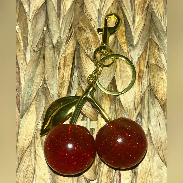 Boutique 🔴Cherry Keychain/Bag Charm Gold & Red - Image 2