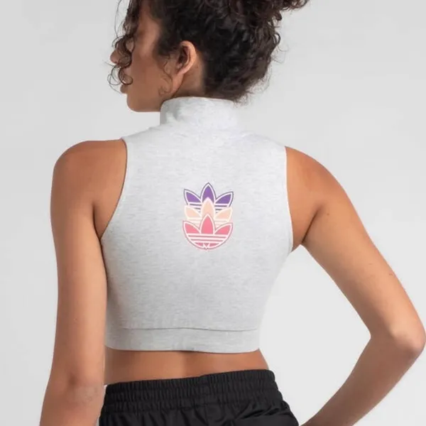 Adidas Originals Tank Top Logo Play Cropped Light Gray Heather Size Small - Image 2