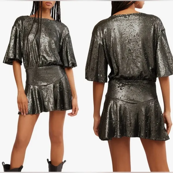 NEW Free People Manuka Sequin Sliver Minidress Sz XS - Image 2