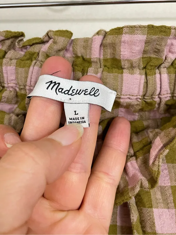 Madewell‎ Gingham Crinkle Ruffle Mini Skirt Size Large Boho Cottagecore - Image 3