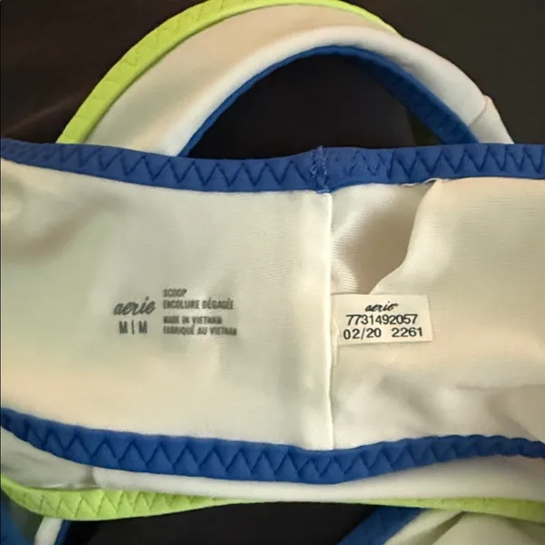 Aerie White with Blue and lime trim Bikini Top - Image 2