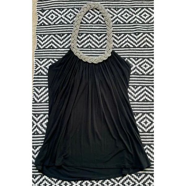 Cable & Gauge Black Braided Chain Halter Top - Image 8