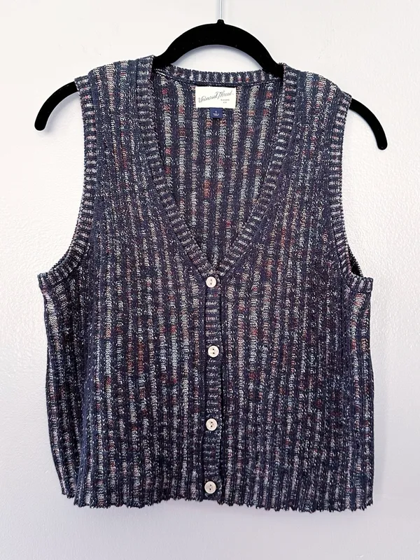 Universal Threads Multicolor Textured Knit Sweater Vest Button Front S - Image 5