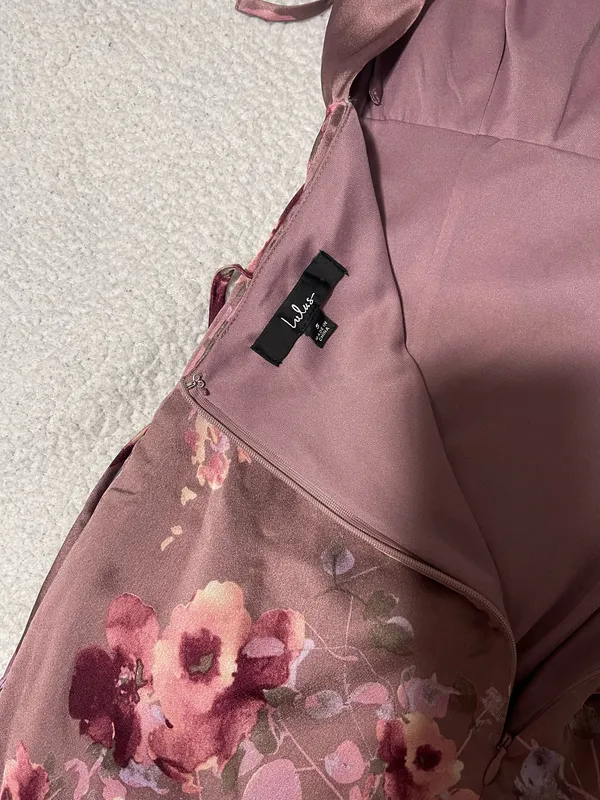 Lulus Satin Midi Dress Floral - Image 6
