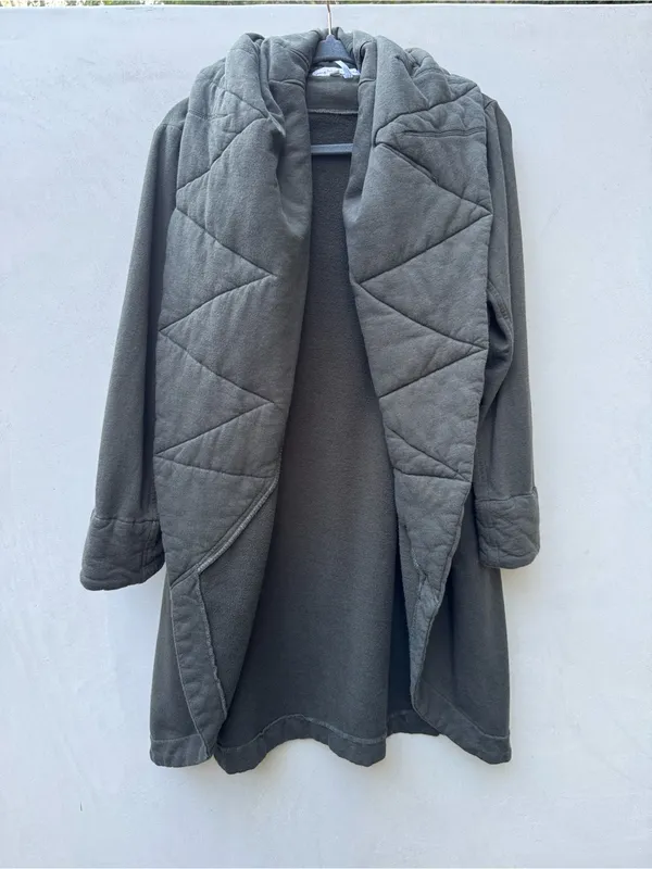 Young Fabulous & Broke Sandrine Quilted Cocoon Cardigan Coat M/L Olive Green - Image 3
