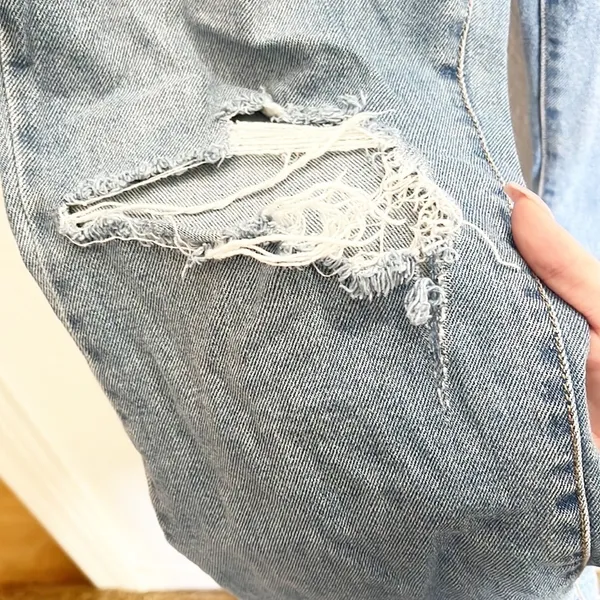 Wild Fable High Rise Kick Flare Distressed Raw Hem Jeans - Image 3