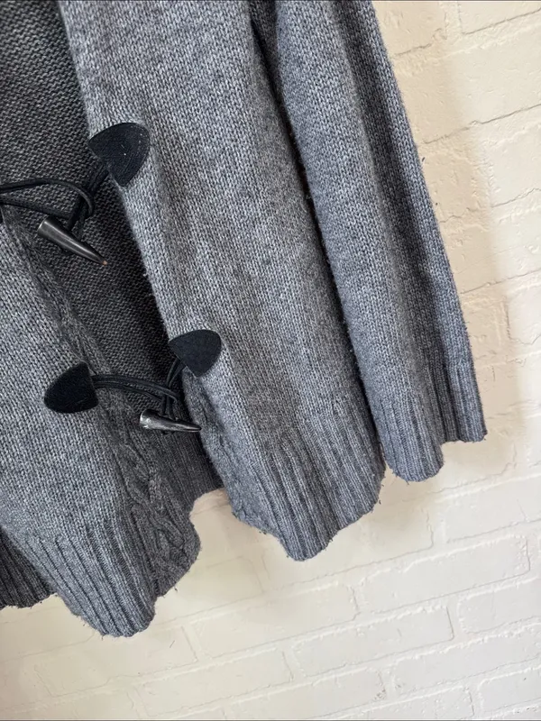 Autumn Cashmere Gray Hooded Toggle Sweater Cardigan cable knit small - Image 3