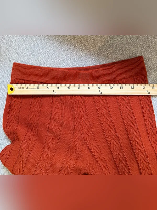 Anthropologie Rust Orange Cable Knit Wide Leg Pants Size Small - Image 6