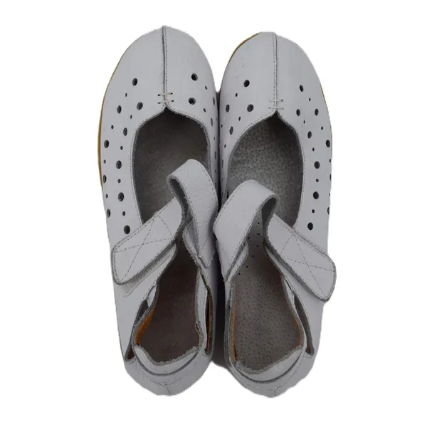 Unbranded Mary Jane Flats Women 39 White Good Perforated Leather Low Wedge Strap - Image 3