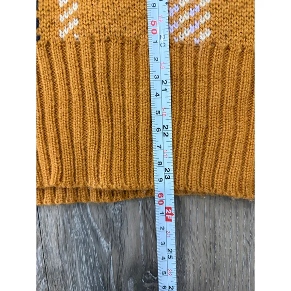 ASTR The Label Plaid Knit Sweater Mustard Brown V Neck Cropped Women’s Medium - Image 5