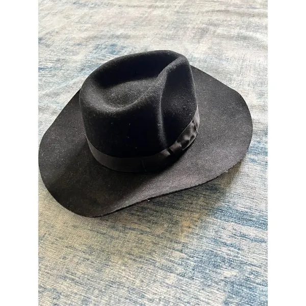 Black 100% Wool Felt Cowboy Rancher Hat - Image 4
