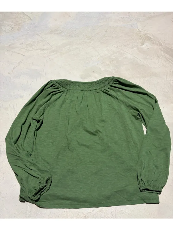 Boden Georgia smocked jersey top Women’s Green Peasant Blouse 4 - Image 8
