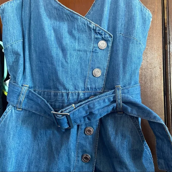 H&M Denim Snap Asymmetrical Crossover Dress w/Belt - Image 2