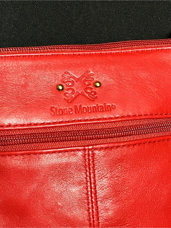 Stone Mountain Red Quilted Crossbody Bag with Heart Charm - Image 6