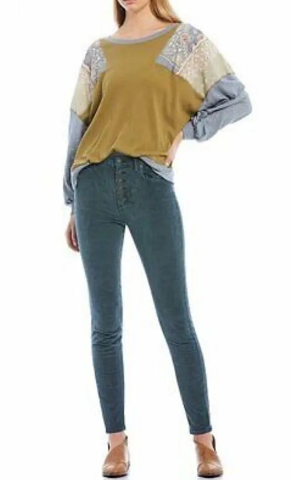 Free People Feelin it Patch Army Green Top M - Image 3