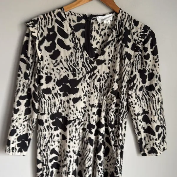 BA&SH Olga Abstract-print midi Dress In Ecru - Image 6