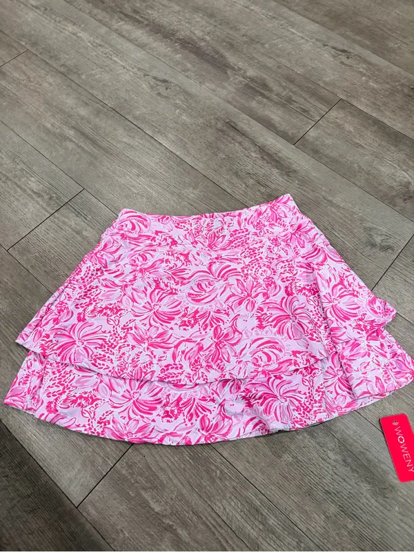 Bright Pink Tropical Print Ruffle Skort Size M - Image 6