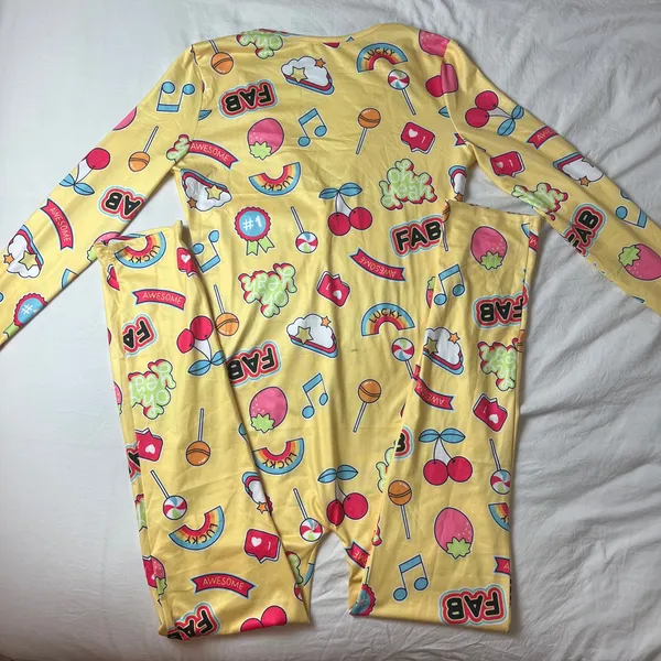 Yellow and pink multicolor form fitting onesie - Image 2