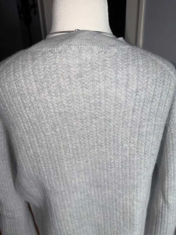 The Group Aritzia 100%Wool 100 Laine Light Blue Ribbed Crewneck Sweater - Image 9
