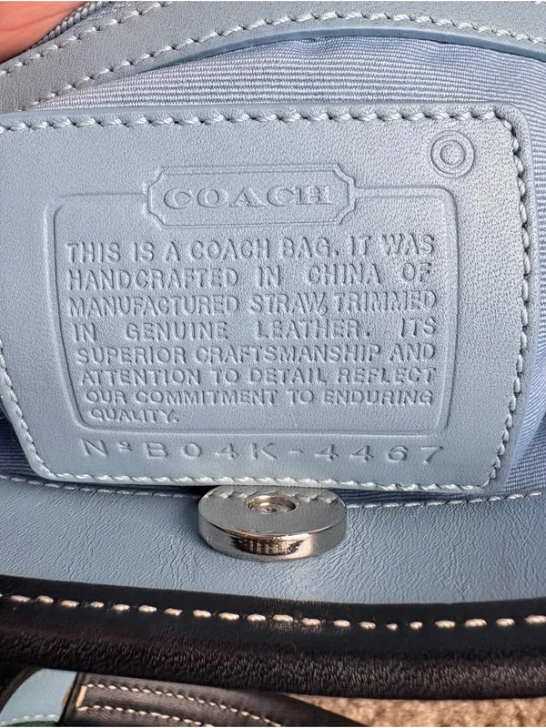 Vintage Coach 4467 Straw Leather Mini Tote Bag Black Trim Y2K Authentic - Image 4