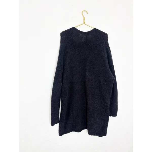 Free People Phantom Long Cardigan Black Front Open Wool Blend Large Oversized - Image 12