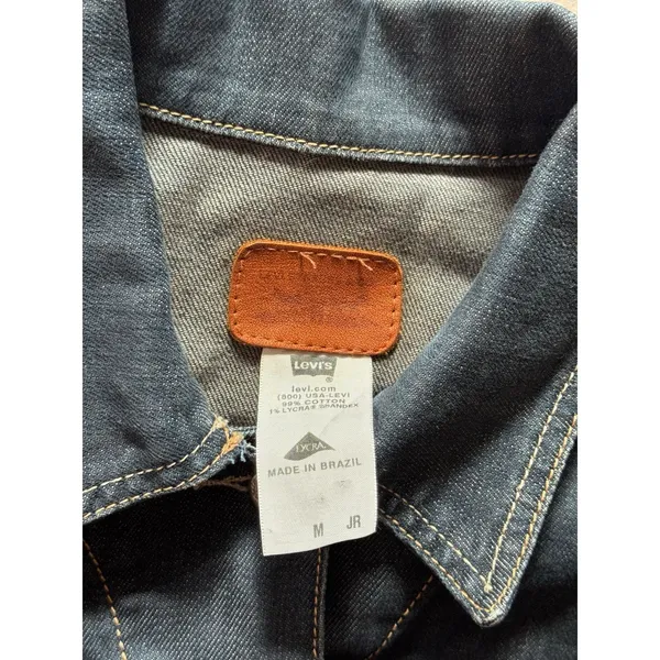 Vintage Y2K Levi's Dark Wash Denim Jacket‎ Junior Size Medium - Image 3