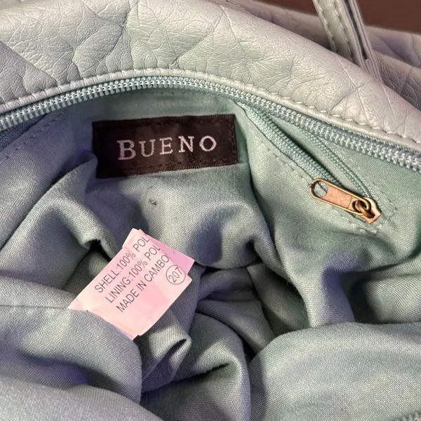Bueno Multi Zip Pocket Green Crossbody Bag Crinkled Vegan Leather Pebble - Image 3