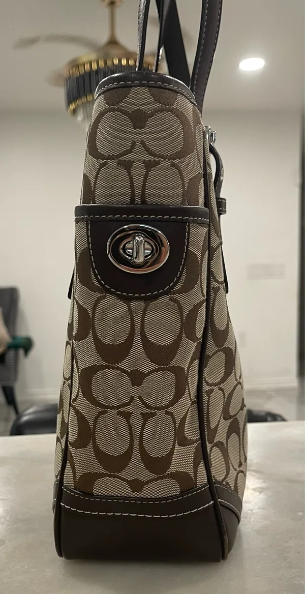 Coach Signature Shoulder Satchel Tote Bag Brown - Image 8