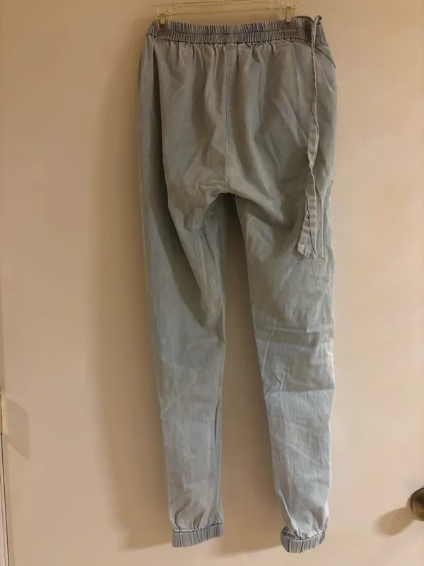 Junior,Light blue cotton Casual,tie in the front Pants w elastic in the back - Image 3