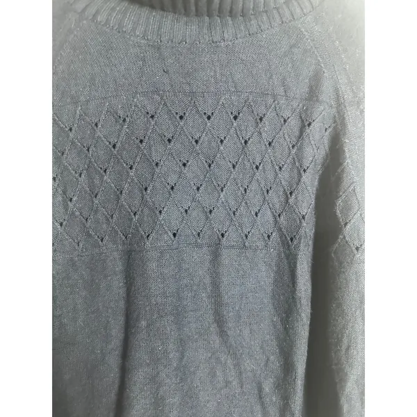 Banana Republic Navy Blue Pointelle Diamond Knit Turtleneck‎ Sweater XL Womens - Image 3