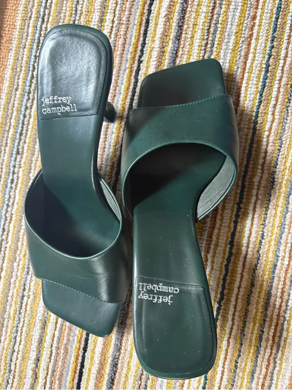 Jeffrey Campbell Mule Sandal with Kitten Heels Size 6.5 Color Green - Image 6