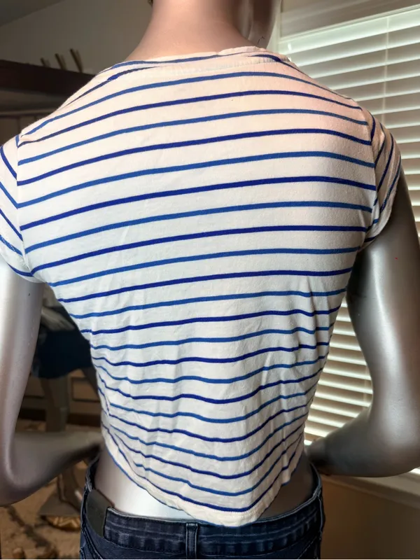 Anthropologie Maeve XS Striped Lace Crochet Crop Top 100% Cotton Boho Festival - Image 4